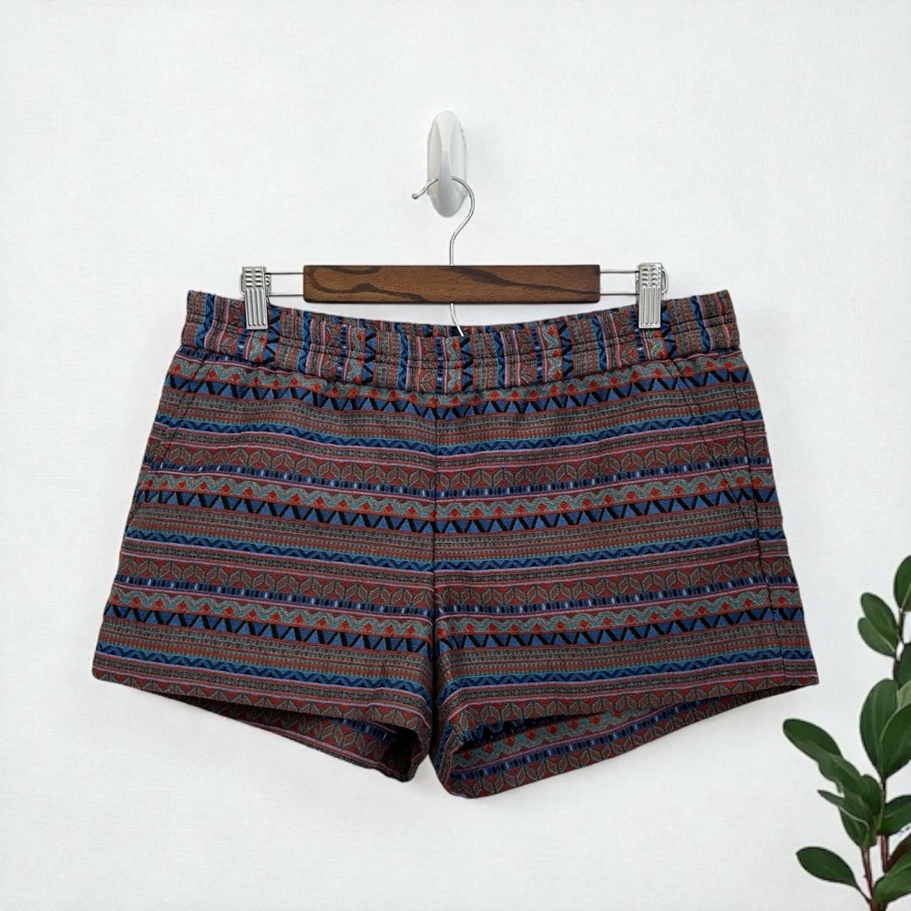 J. Crew Women’s Boho Brown Tribal Print with Pockets Pull On Short Size 8